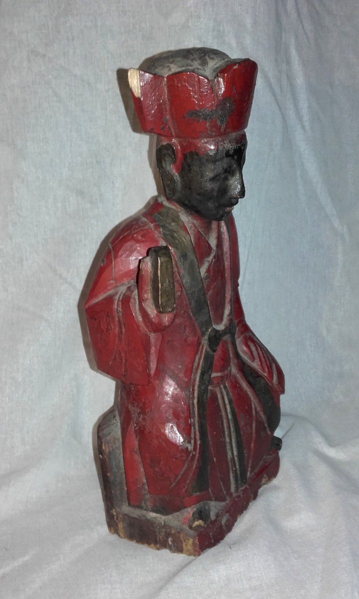 XIX Statue Votive Chine  Laque Reliquaire 30 Cm -photo-2