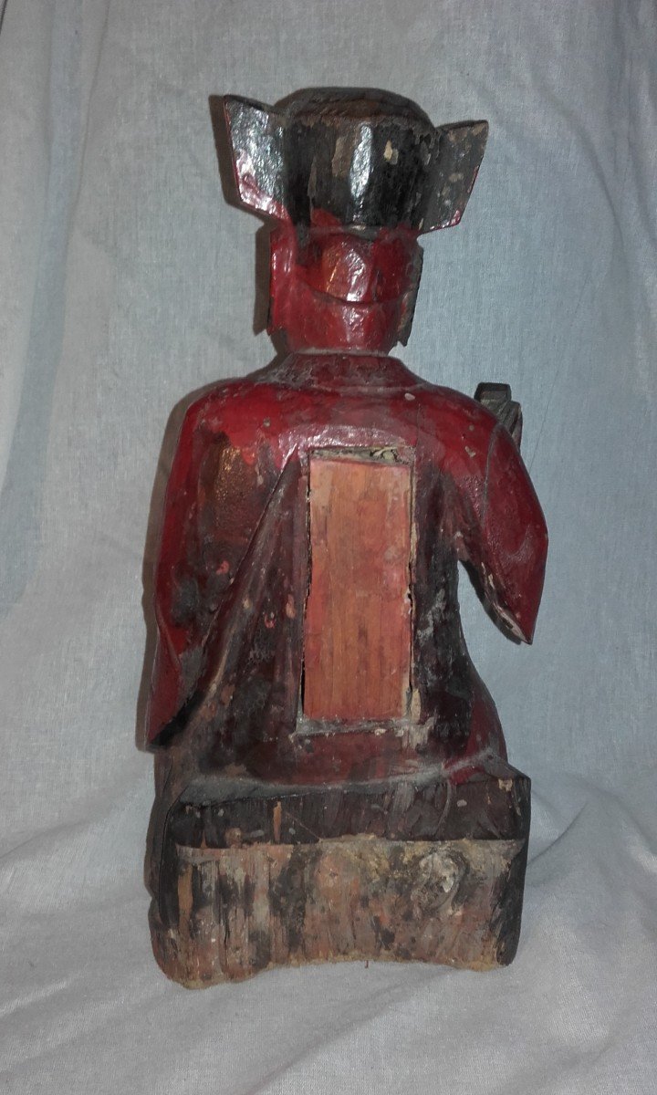 XIX Statue Votive Chine  Laque Reliquaire 30 Cm -photo-4