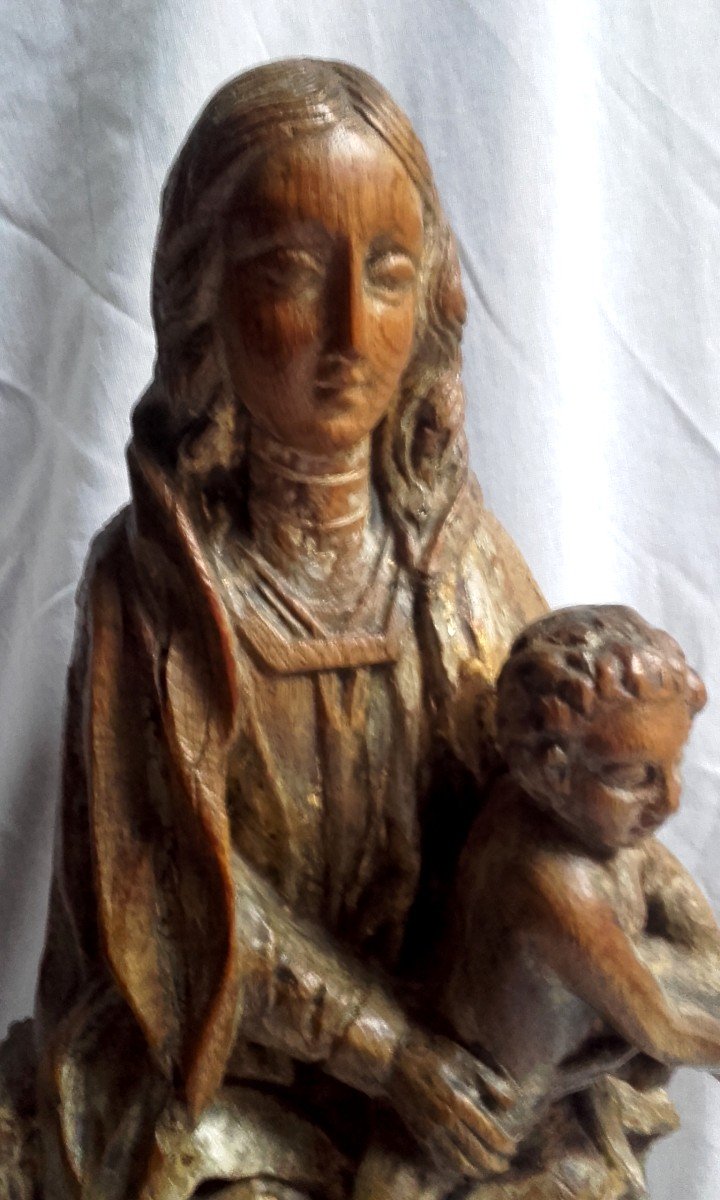 Vierge A l'Enfant Assise En Majesté 45 Cm-photo-2