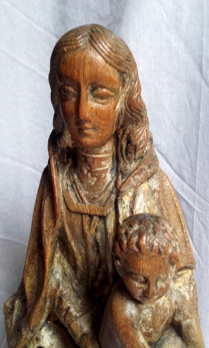 Vierge A l'Enfant Assise En Majesté 45 Cm-photo-4