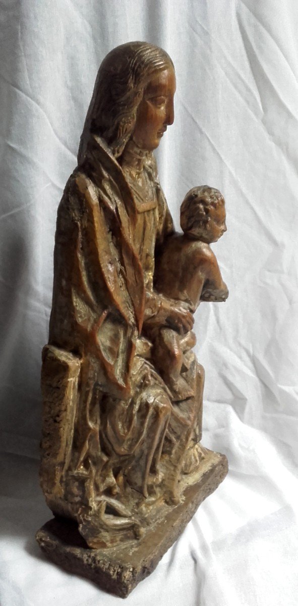 Vierge A l'Enfant Assise En Majesté 45 Cm-photo-1