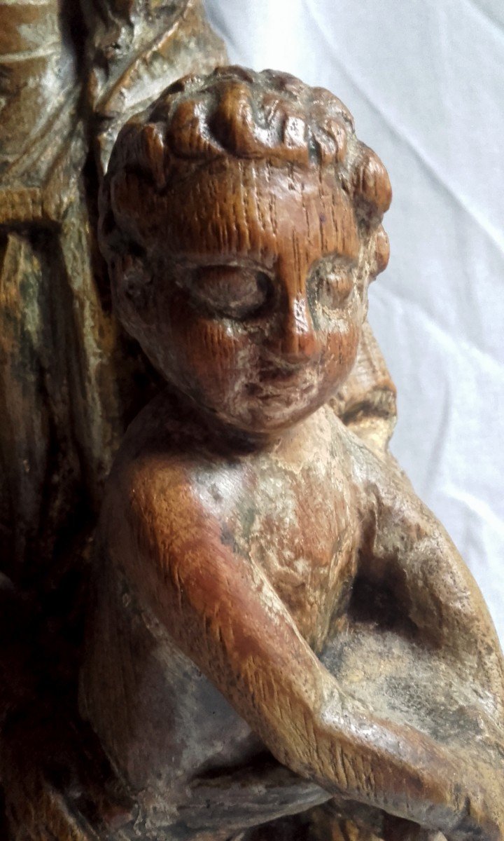 Vierge A l'Enfant Assise En Majesté 45 Cm-photo-4