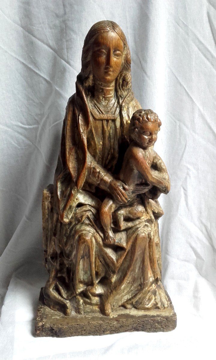 Vierge A l'Enfant Assise En Majesté 45 Cm-photo-8