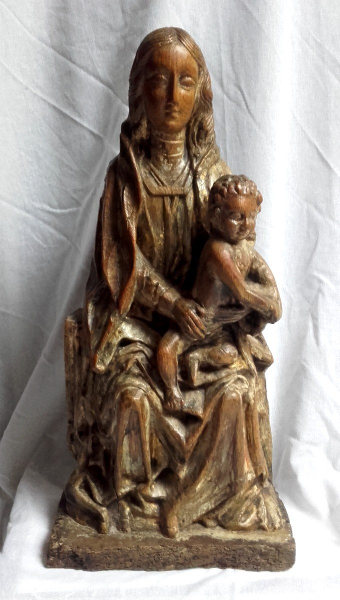 Vierge A l'Enfant Assise En Majesté 45 Cm