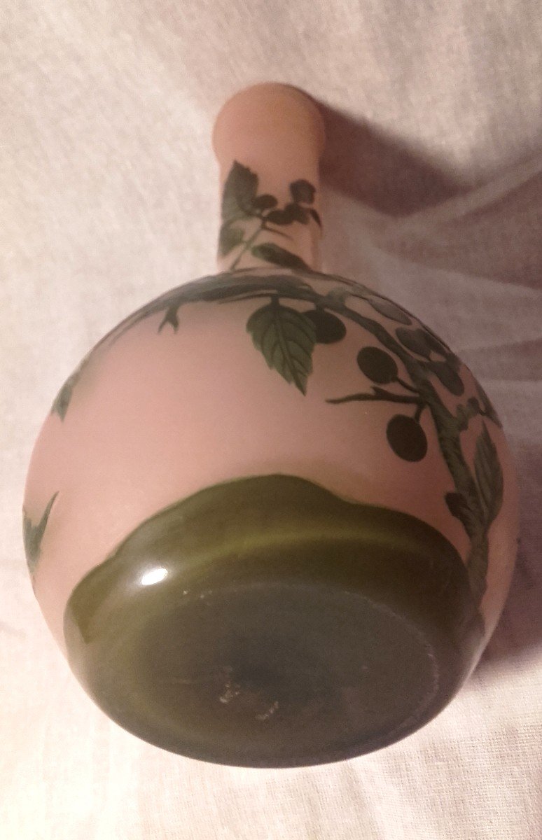 Small Gallé Vase With Rosehip Decor 1904-1906 19.5 Cm-photo-3