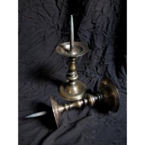 Pricket Candlestick, early 1500s. South Netherlands, Valley of the Meuse,  16th century. Brass (hollow cast in three parts) and iron; overall: 45.5 x  19.6 cm (17 15/16 x 7 - Album alb4231791