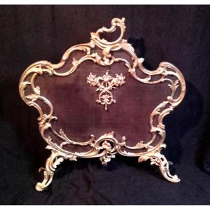 XIX Pare Feu En Bronze De Style Louis XV 