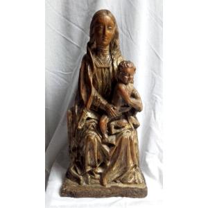 Vierge A l'Enfant Assise En Majesté 45 Cm