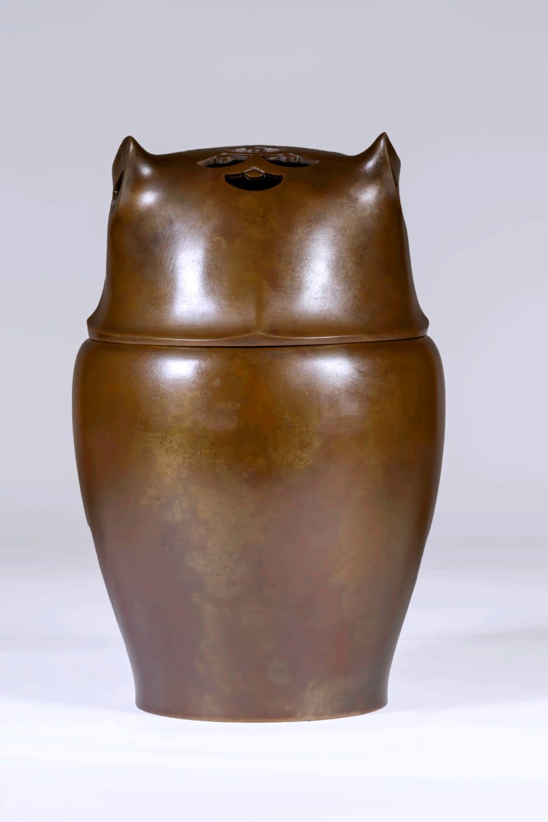 Japanese Bronze By Sugai Shôzô - Perfume Burner - Owl  -photo-4