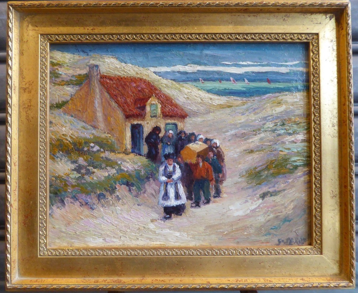 Burial In The Dunes (fine Weather) By Gregoire Le Roy (1862-1941)-photo-2