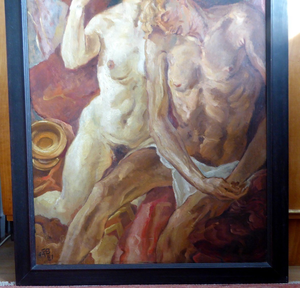 Large Expressionist Painting “samson And Dalila” Monogrammed And Dated 1921.-photo-2