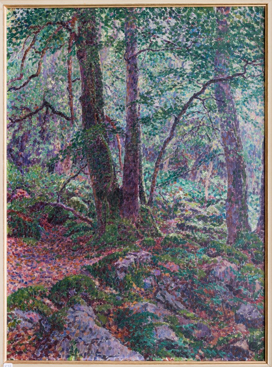 Sous Bois Dans La Forêt d'Ecouves Par Georges Lacombe,Néo Impressionisme.-photo-3