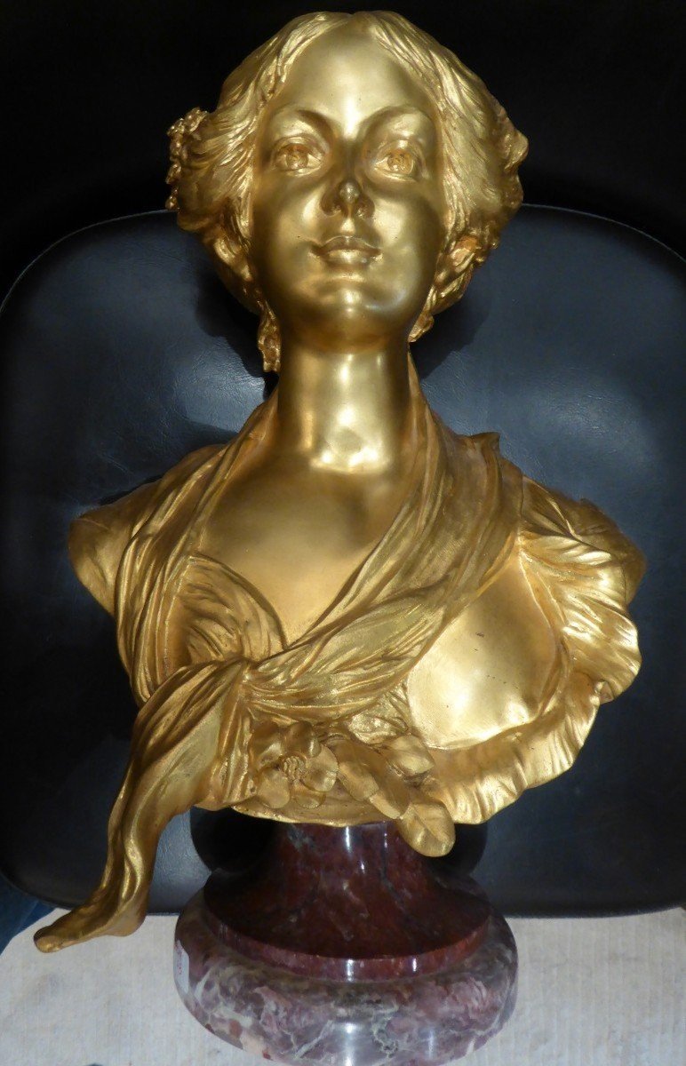 Georges Flamand,sculpteur, (1895-1925) Art-nouveau, Bronze Doré-photo-2