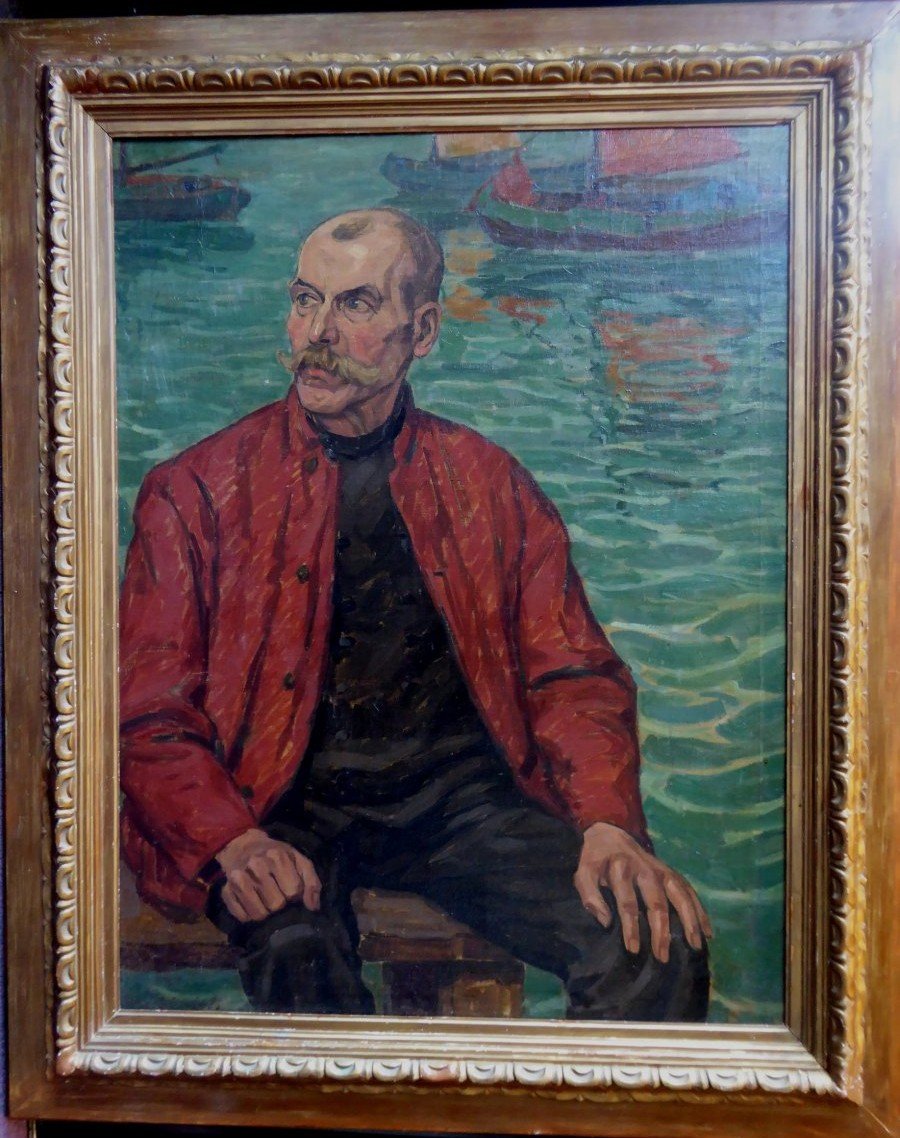 Sailor, Large Oil By Heinz Heinrichs, Dusserdörf School, Germany-photo-1