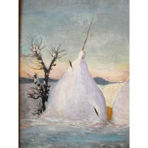 Paysage d'Hiver Par Jeanne Simon (1869-1949)