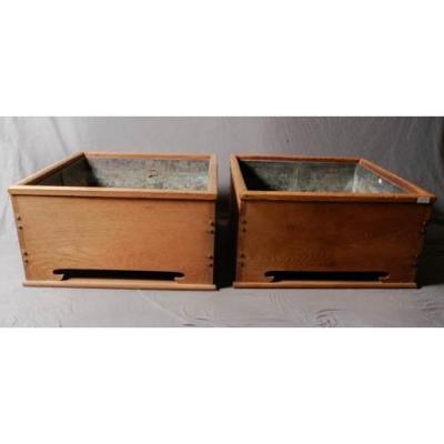 Pair Of Wood And Stone Hibachi