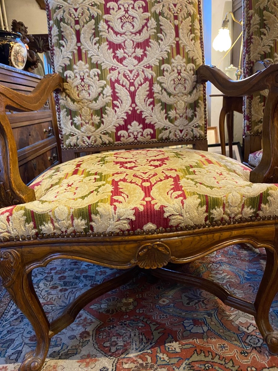 Pair Of Louis XV Style Armchairs, Upholstered In Genoa Velvet-photo-3