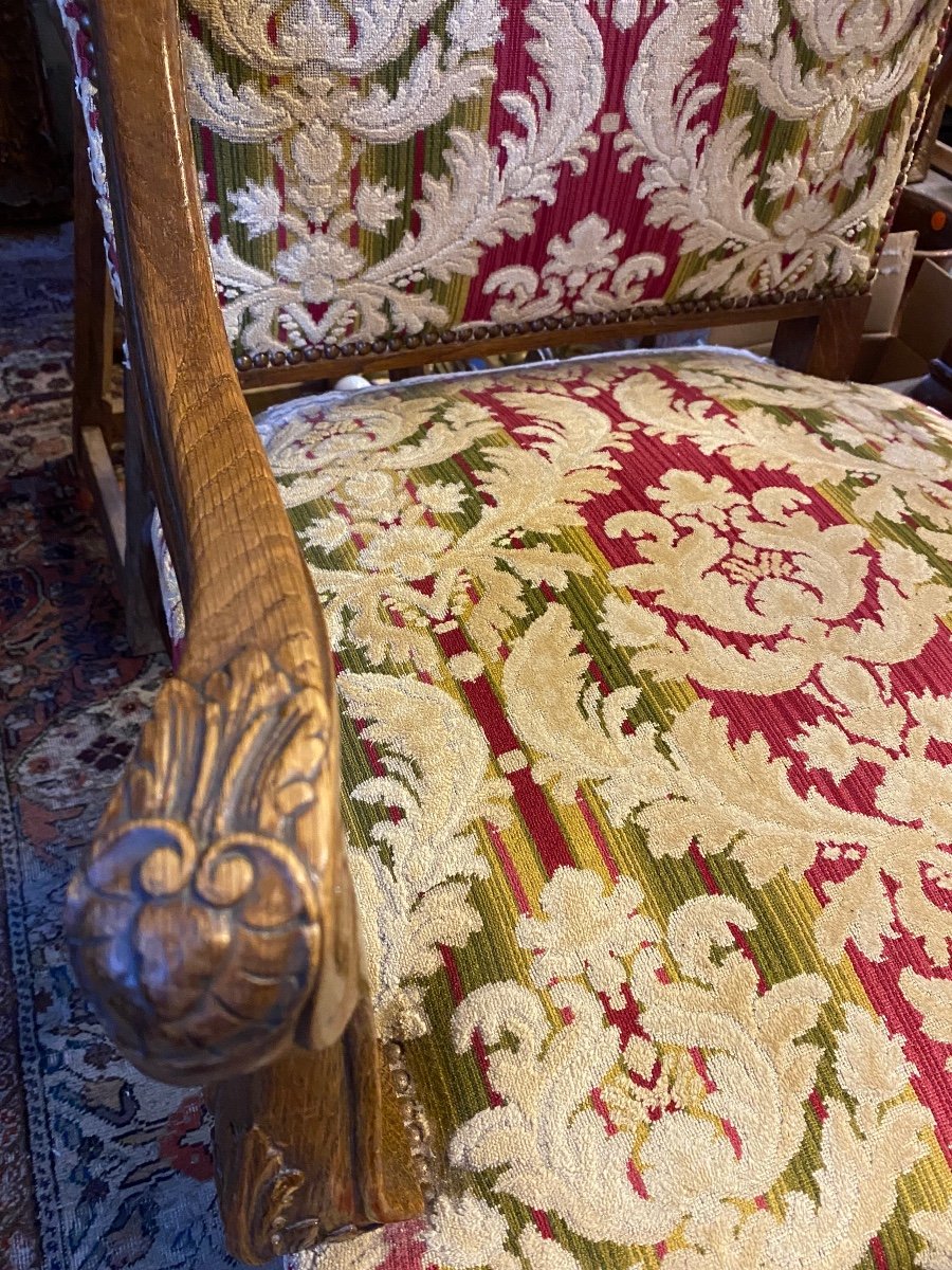 Pair Of Louis XV Style Armchairs, Upholstered In Genoa Velvet-photo-1