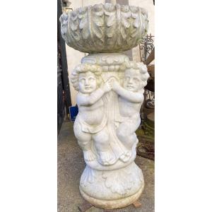 White Marble Carved Pedestal Sink