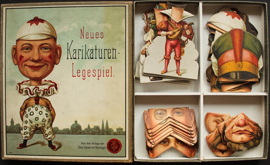 Très rare Jeu Caricature "Neues Karikaturen-Legespiel" 1910 Luxuspapierfabrik-photo-3