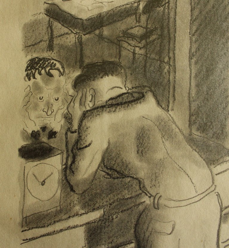 Jean Bruller (vercors) "introspection" Original Drawing For The Quarterly Statements-photo-1