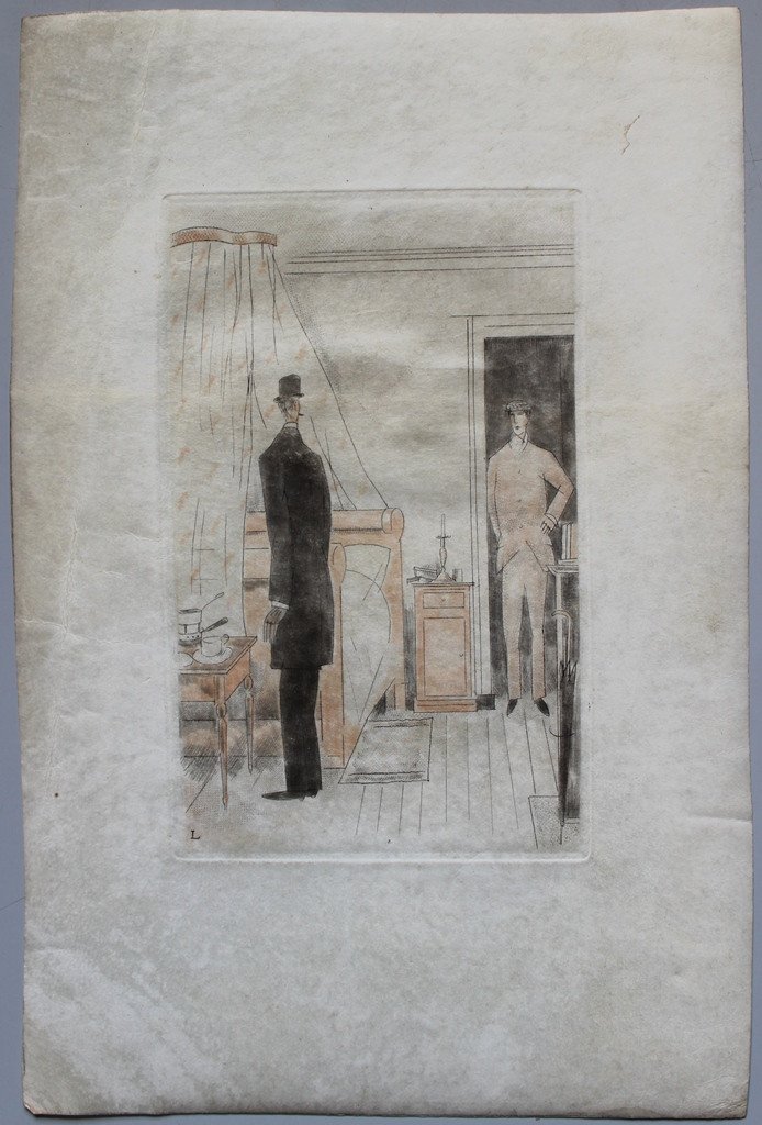 Jean-emile Laboureur Original Etching 1929 Unique Proof On Parchment Gide-photo-2