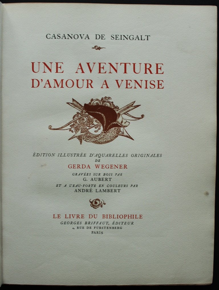 CASANOVA "Une Aventure d'Amour à Venise" ill. Gerda WEGENER 1927, 1/414 Arches Reliure Boichot-photo-4