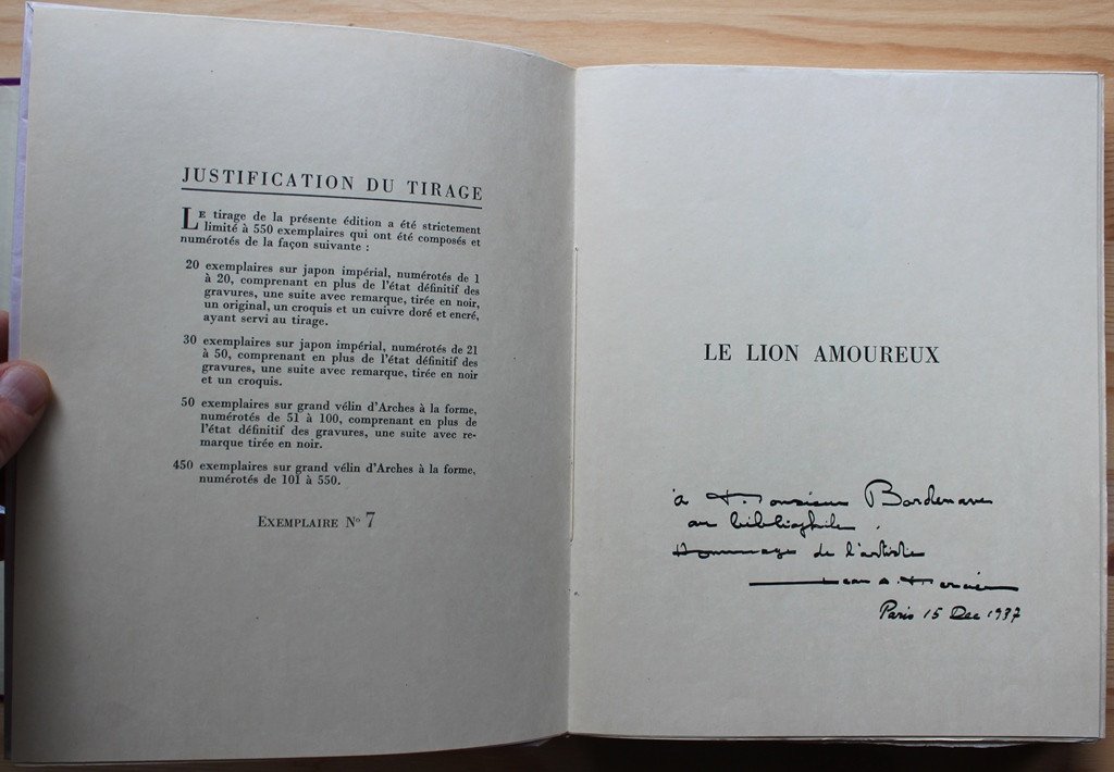 Jean-Adrien MERCIER, Soulié  "Le Lion Amoureux" 1/20 sur Japon + Aquarelle, encre & cuivre 1937-photo-4