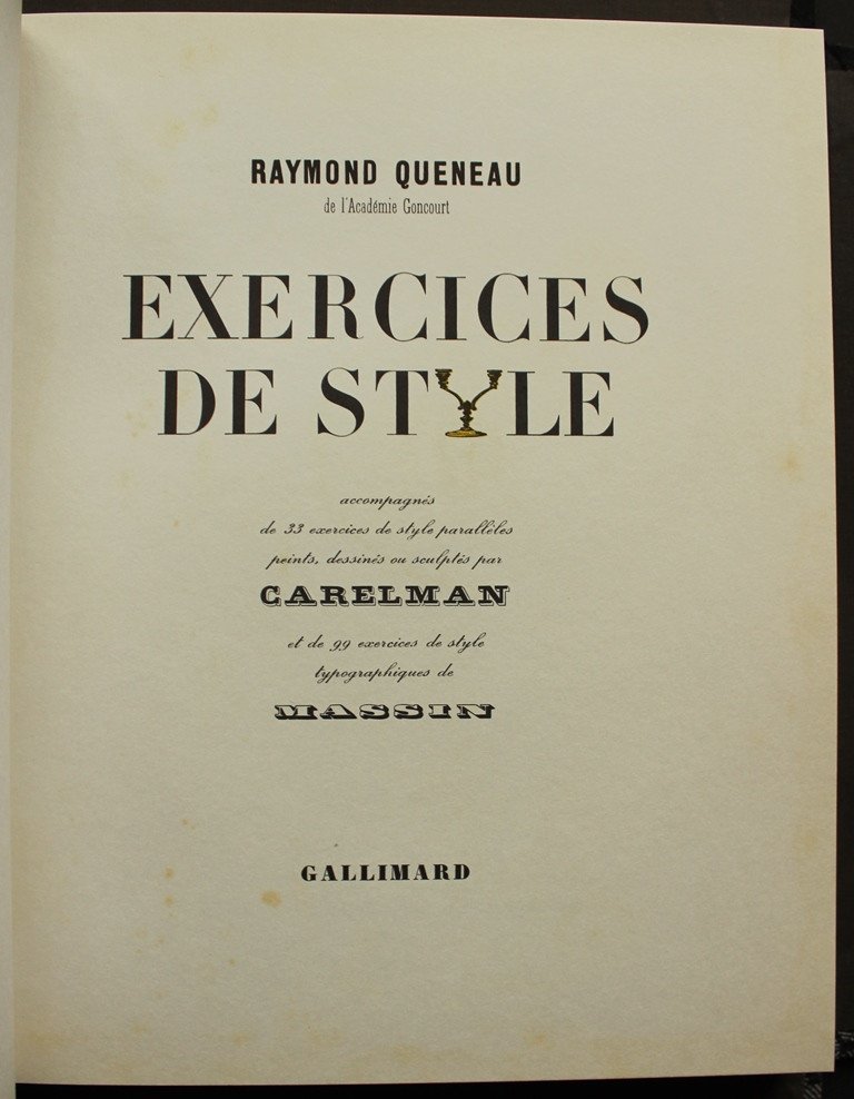 Raymond Queneau Ill. Carelman Massin "exercises In Style" 1/150 Head Lino Orig. And Shirt-photo-3