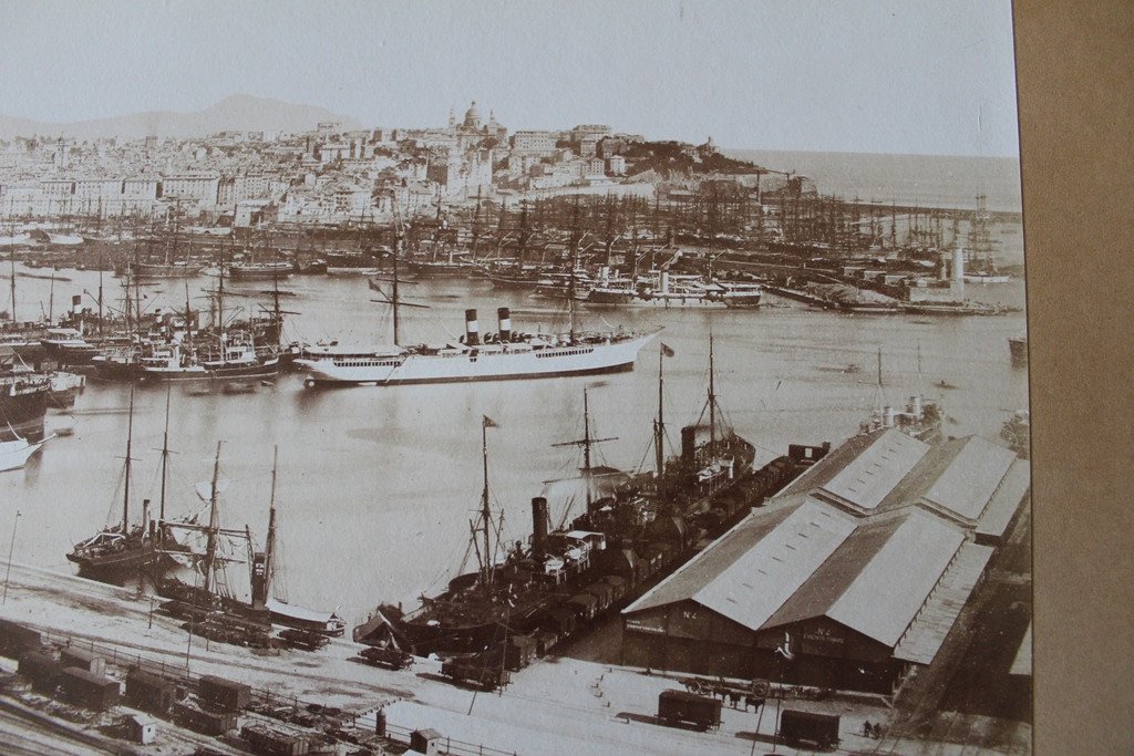 Photography Very Large Panorama Of Genoa Port Italy 19th Century. 55 X 20 Cm Albumen Print Cj-photo-3
