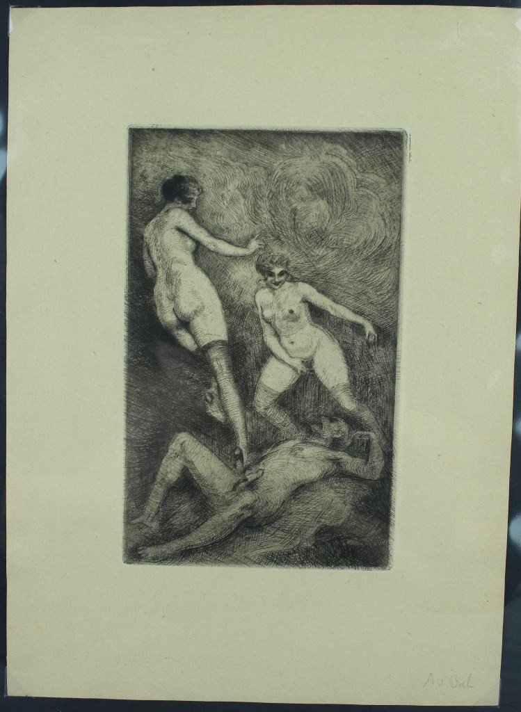 Curiosa : Rare Erotic Suite Of 6 Free Etchings To Illustrate Women By Paul Verlaine-photo-3