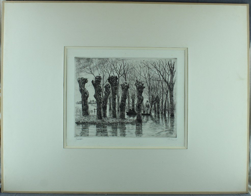 Jean Frélaut "floods In The Vendée" - 1937 - Original Print In Signed State Proof-photo-2