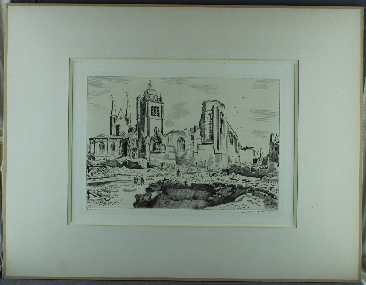 Louis Joseph Soulas "eglise St-paul d'Orléans" 1944 Original Chisel In Artist's Proof Signed-photo-2