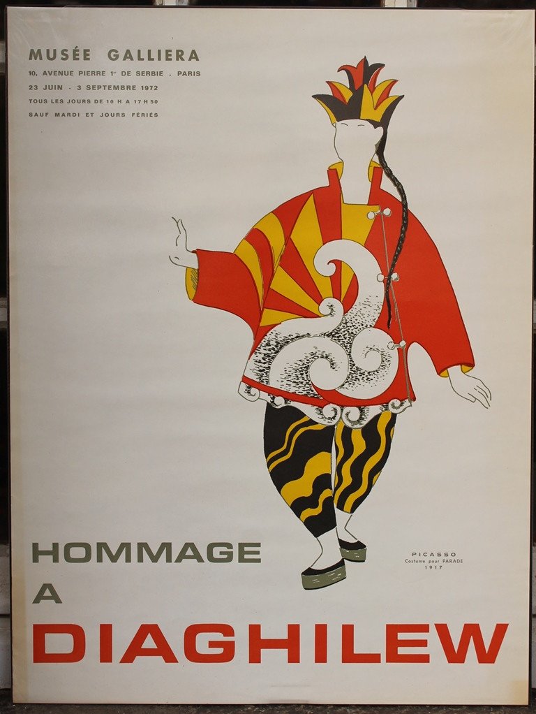 Pablo Picasso "homage To Diaghilew" Original Lithographic Poster Galliera Museum 1972