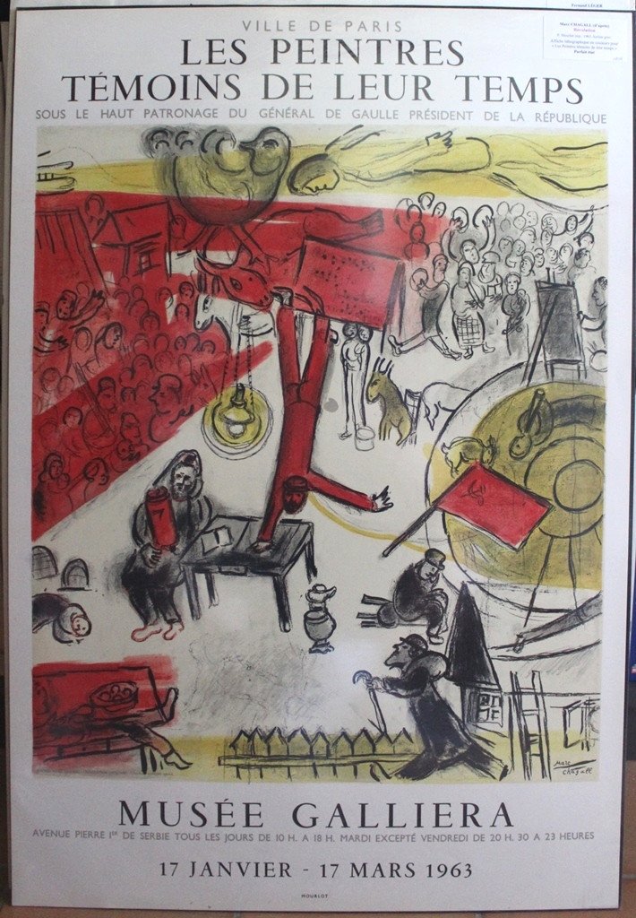 Marc Chagall "revolution" Original Poster Mourlot Lithograph 1963 For Witness Painters