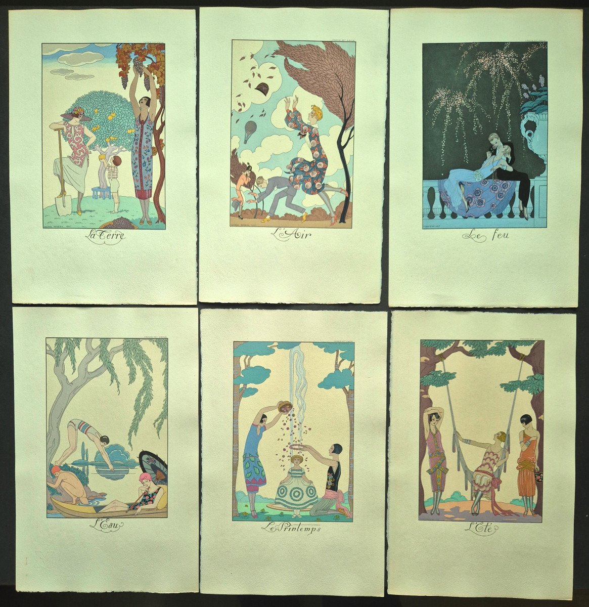 George Barbier "falbalas & Fanfreluches" 1926 Rare Complete Almanac Of 12 Art Deco Stencils-photo-2