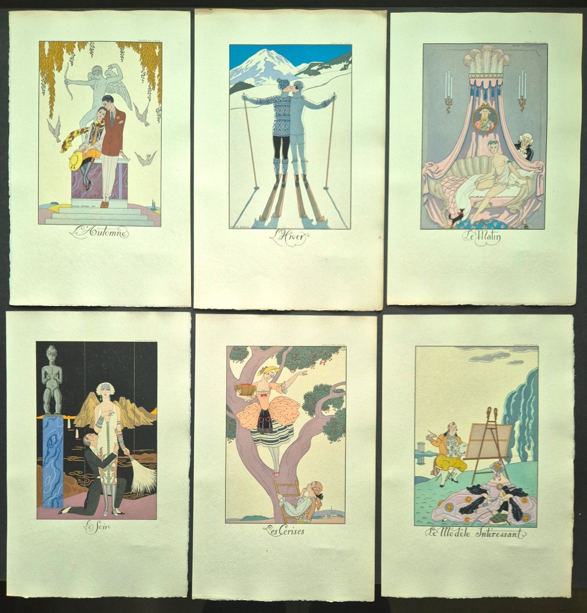 George Barbier "falbalas & Fanfreluches" 1926 Rare Complete Almanac Of 12 Art Deco Stencils-photo-3