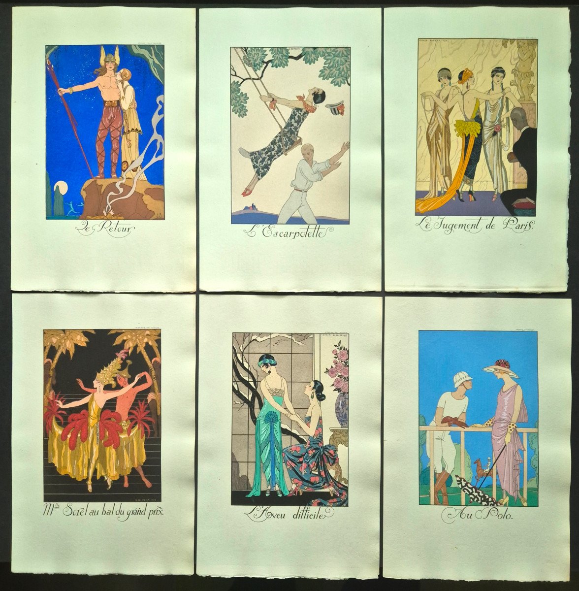 George Barbier "falbalas & Fanfreluches" 1924 Rare Complete Almanac Of 12 Art Deco Stencils-photo-2