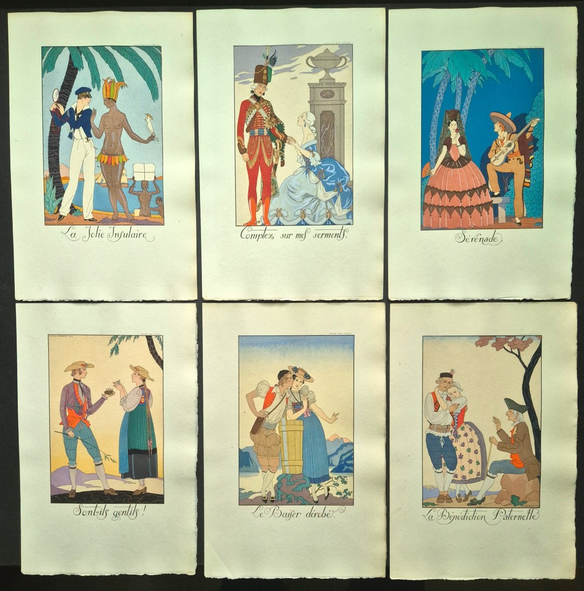 George Barbier "falbalas & Fanfreluches" 1924 Rare Complete Almanac Of 12 Art Deco Stencils-photo-3