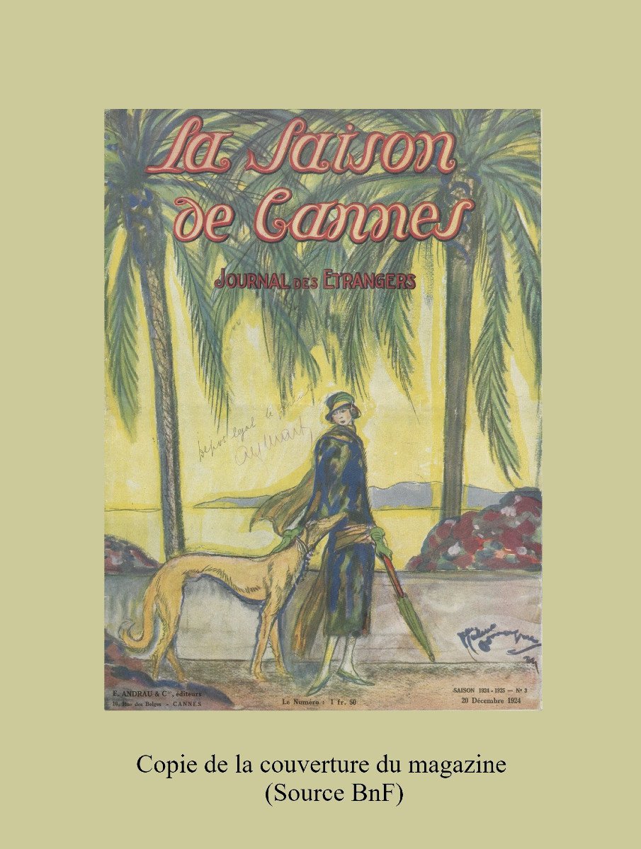 Jean-Gabriel DOMERGUE "La Saison à Cannes" Grande AQUARELLE ORIGINALE pour couverture magazine-photo-4