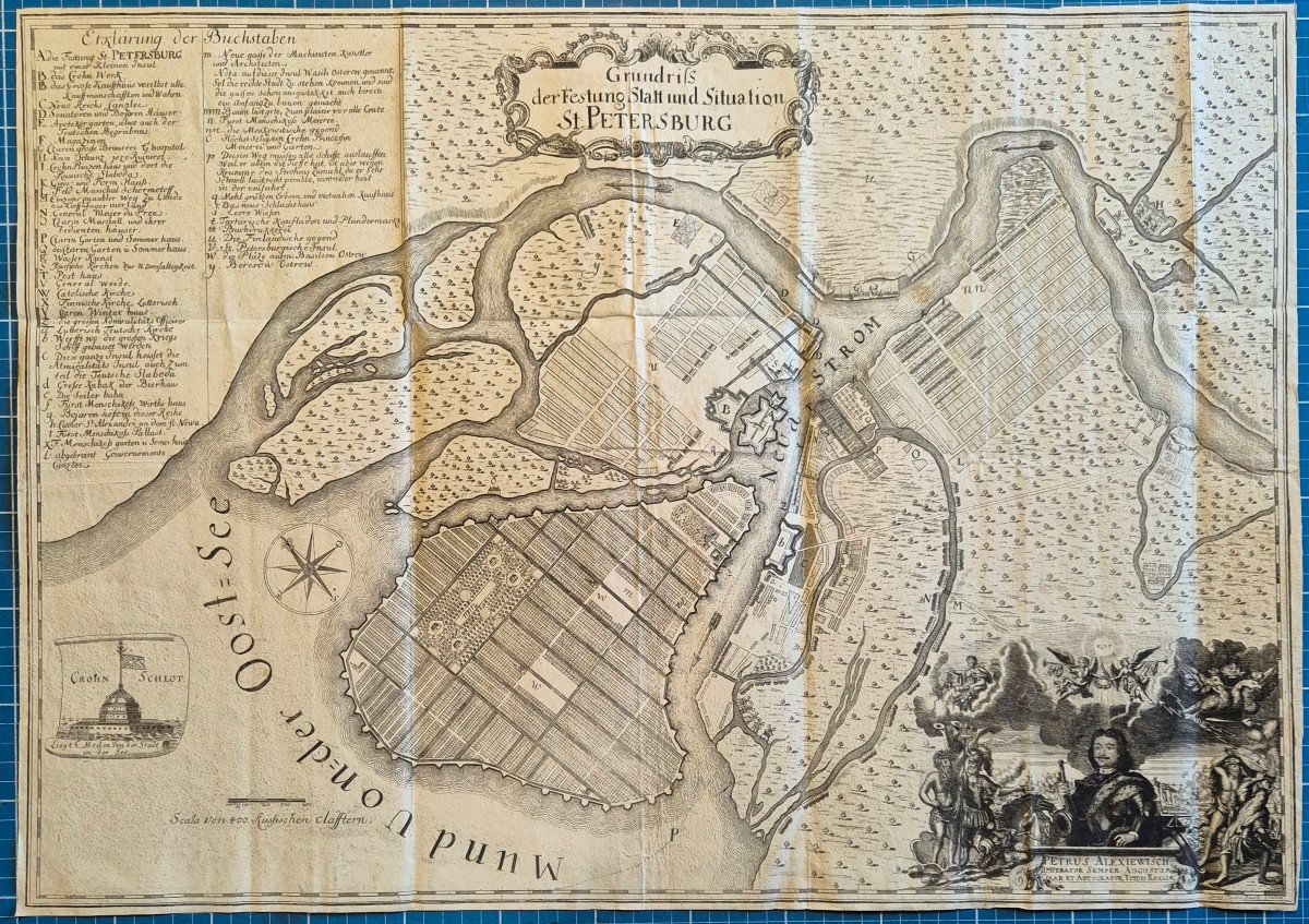 1 des tous premiers plans de Saint Pétersbourg : G.P. BUSCH St. Petersburg ; ca 1717-1721