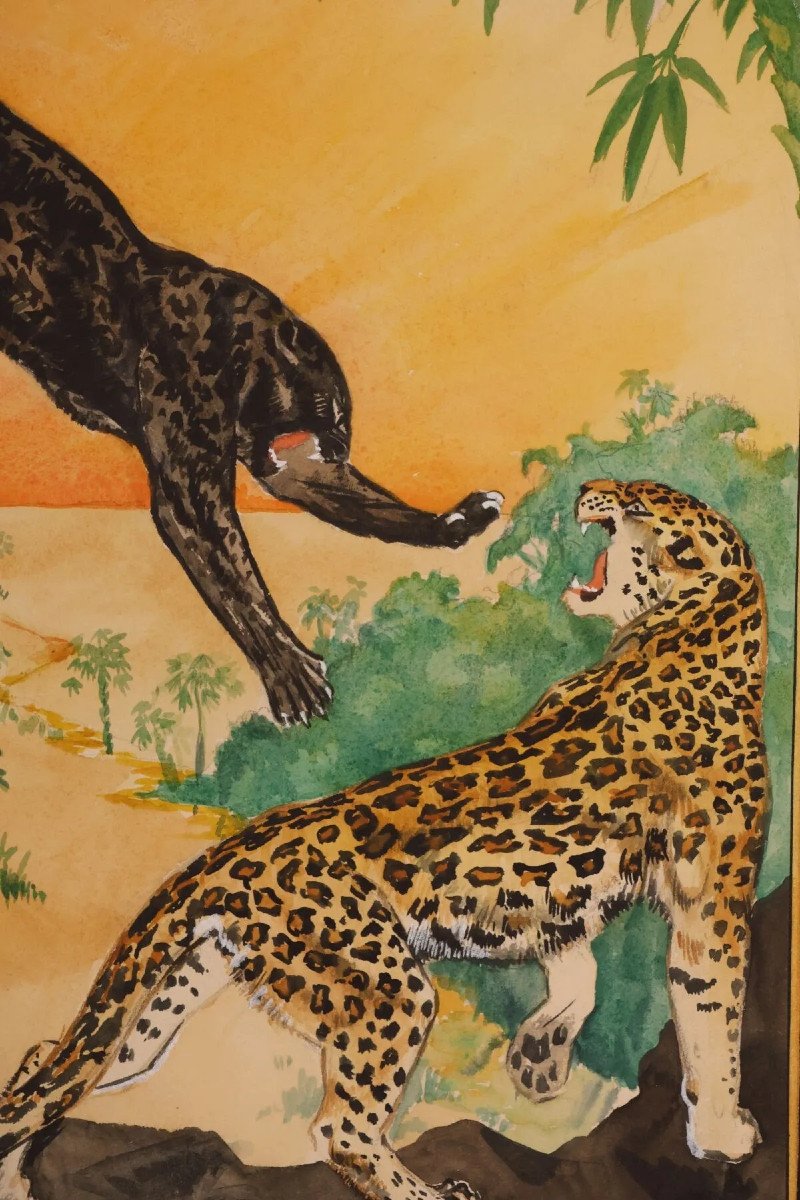 Original Gouache, Advertising Project: André Alfred Lasserre "at The Two Panthers - Furs"-photo-4