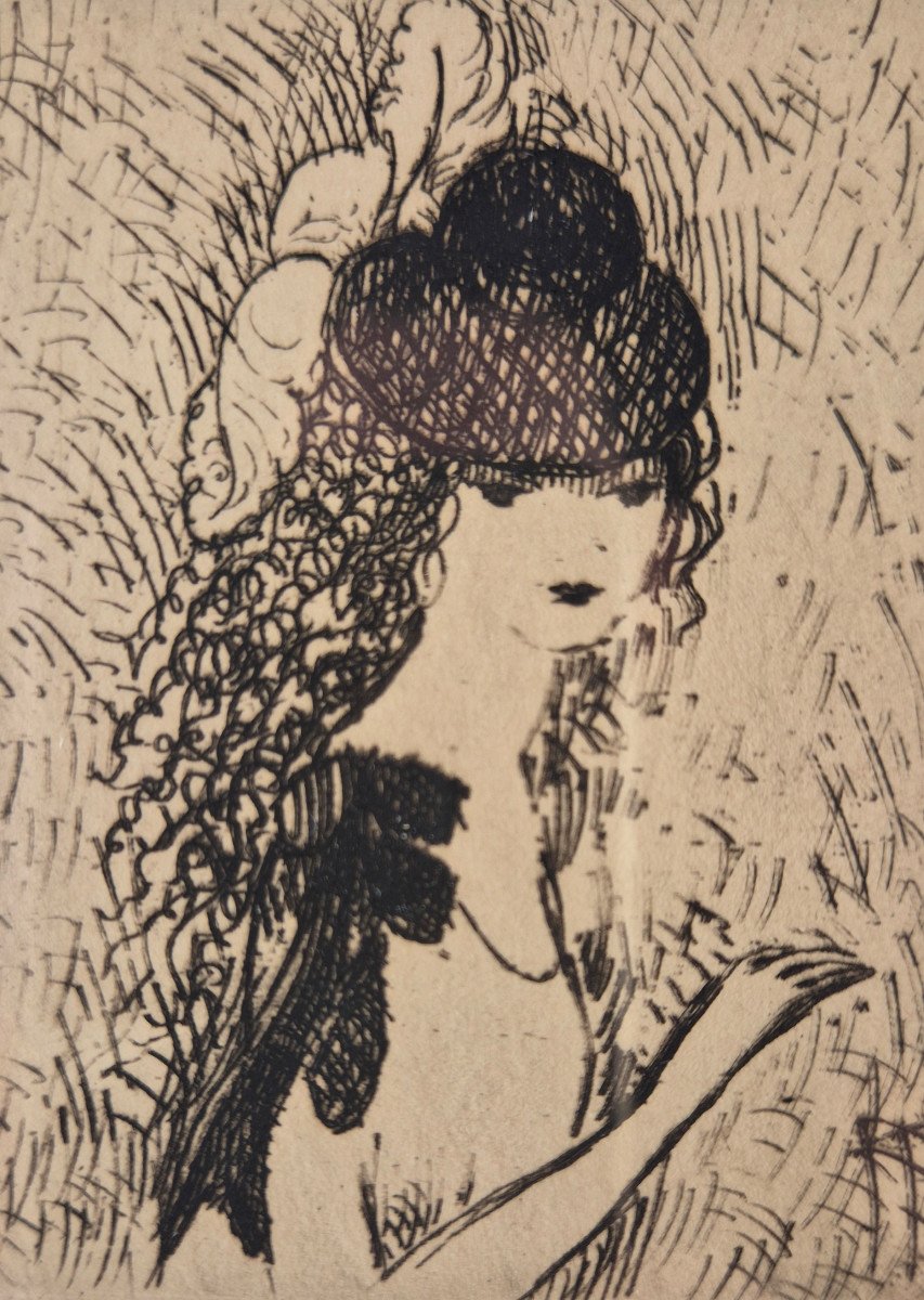 Marie LAURENCIN (1883-1956) – Le Chapeau sur les yeux (1923).  Eau-forte signée et num 1/50-photo-3