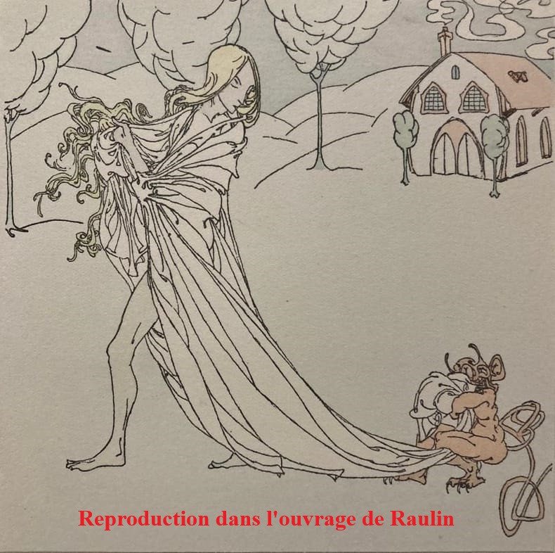 Pierre Lievre "the Fairy And The Gnome" Original Drawing Ink & Watercolor Art Nouveau Decadence-photo-4