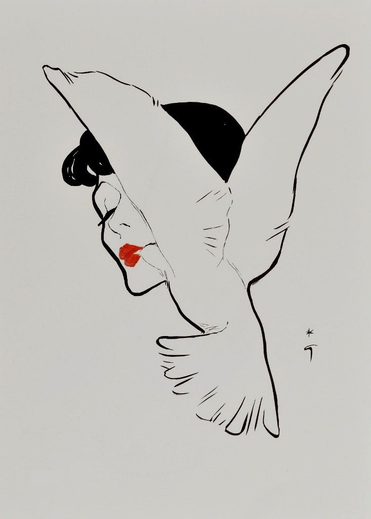 René Gruau "the Kiss Of The Dove" Original Lithograph Printed By Mourlot Dior Perfumes