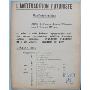 Guillaume Apollinaire "l'antitradition Futuriste" Rare Manifesto Ex. Personal Of The Author