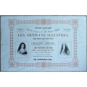 Edouard FOUCAUD Les Artisans illustres Très rare Affiche de librairie (d'intérieur) 1841