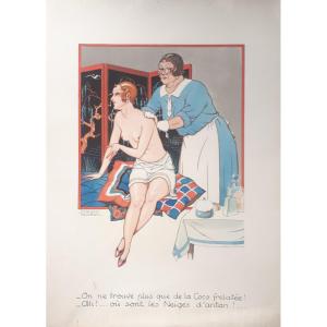 Fernand Couderc "la Coco Frelatée" Beautiful Original Art Deco Watercolor And Gouache Signed 1931