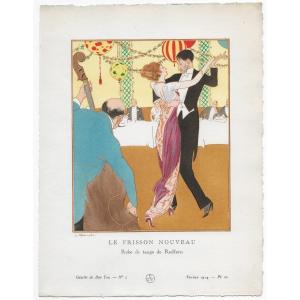 Louis STRIMPL "Robe de Tango de REDFERN" 1914 - Pochoir Art Déco GAZETTE DU BON TON
