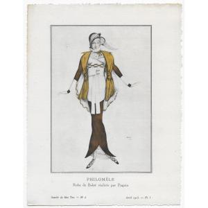 Léon Bakst "philomèle - Dress Made By Paquin" 1913 - Art Deco Stencil Gazette Du Bon Ton